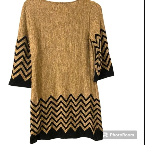 TACERA Women’s Brown Taupe Pullover Long Sleeves Attached Necklace Dress Medium. - Picture 2 of 8